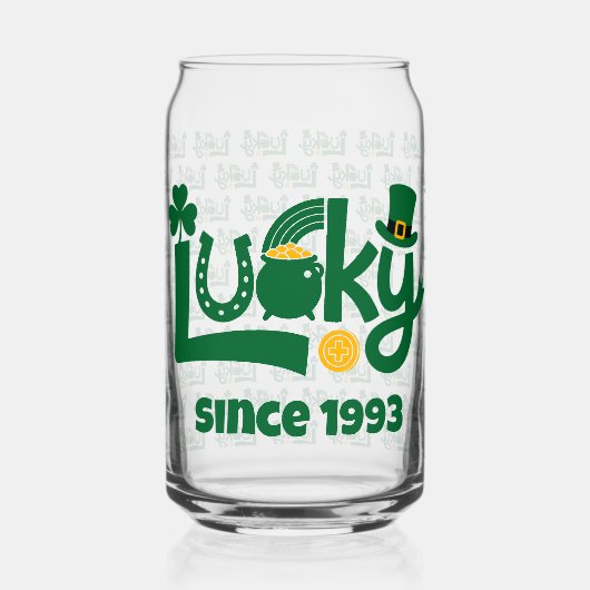 Gelukkig sinds jaar blikvorm glas (Voorkant)