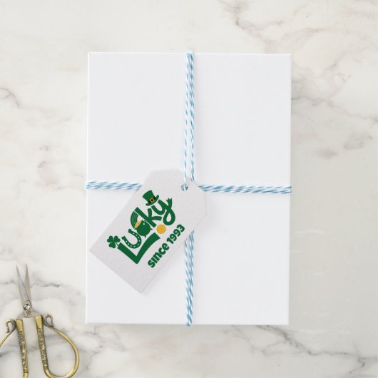 Gelukkig sinds jaar cadeaulabel (Met Touw)