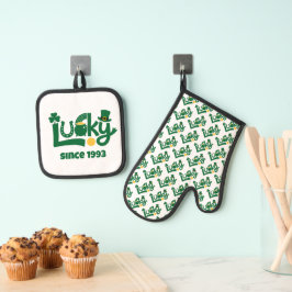 Gelukkig sinds jaar ovenwant & pannenlap set