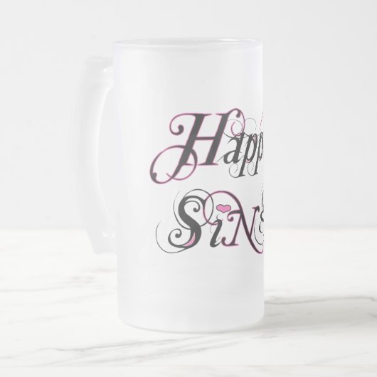 Gelukkig Single Matglas Bierpul (Voorkant links)