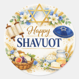 Gelukkig Sjavuot Sticker, Joodse Feestdag, Judaica Ronde Sticker