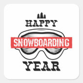 Gelukkig Skiën Jaar Vierkante Sticker (Voorkant)