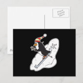 gelukkig skïënd pinguïn briefkaart (Voorkant / Achterkant)