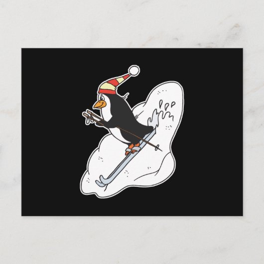 gelukkig skïënd pinguïn briefkaart (Voorkant)
