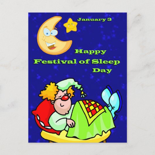 Gelukkig Slaapfeest Dag 3 januari Briefkaart (Voorkant)