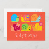 Gelukkig slakken schattige slakken met eigen tempo briefkaart (Voorkant / Achterkant)