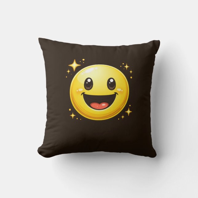 Gelukkig Smiley Gezicht met Vonken Kussen (Voorkant)