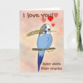 Gelukkig Snack Budgie Vogel Valentijnskaart Feestdagen Kaart