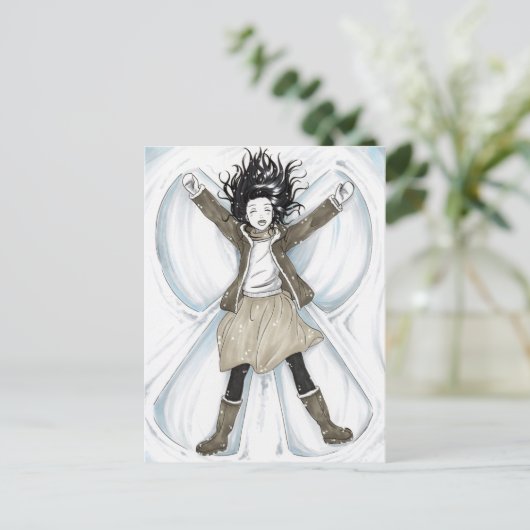 Gelukkig Sneeuw Engel Feestdagenkaart (Staand voorkant)