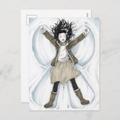 Gelukkig Sneeuw Engel Feestdagenkaart (Voorkant / Achterkant)