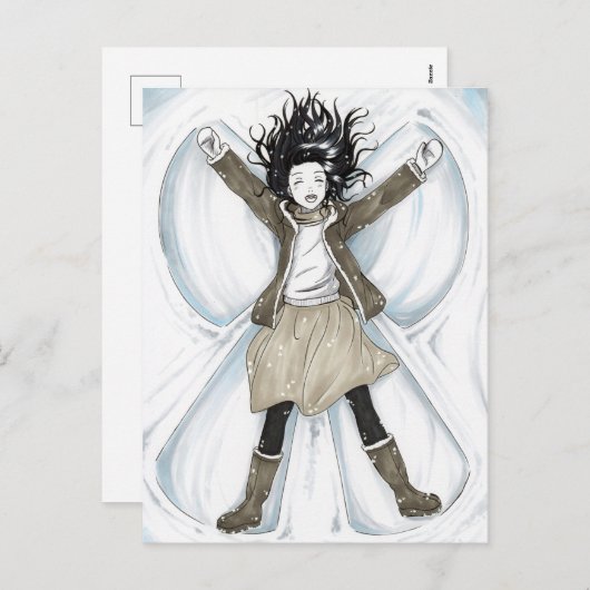 Gelukkig Sneeuw Engel Feestdagenkaart (Voorkant / Achterkant)