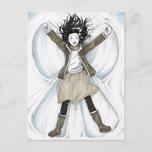 Gelukkig Sneeuw Engel Feestdagenkaart (Voorkant)