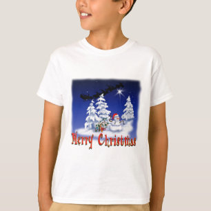 Gelukkig sneeuwman bij kerstmis t-shirt