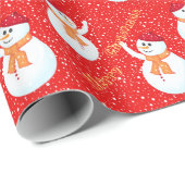 Gelukkig Sneeuwman Kerst Inpakpapier (Rol Hoek)
