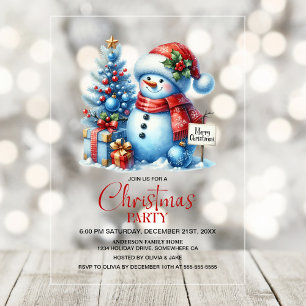 Gelukkig Sneeuwman Kerstfeest Acryl Uitnodigingen