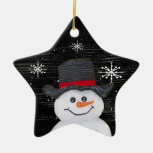 Gelukkig Sneeuwman Ster Ornament