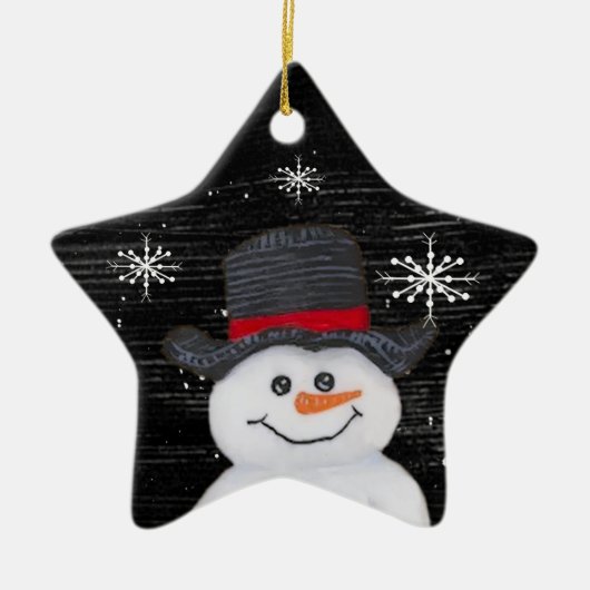 Gelukkig Sneeuwman Ster Ornament (Voorkant)