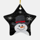 Gelukkig Sneeuwman Ster Ornament (Achterkant)