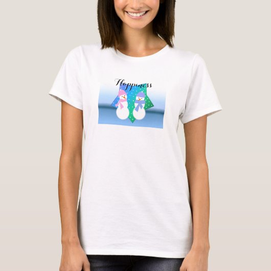 Gelukkig Sneeuwmannen Koppel T-shirt (Voorkant)