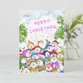 Gelukkig Sneeuwmannenfeest Grappige Kerstkaart (Staand voorkant)