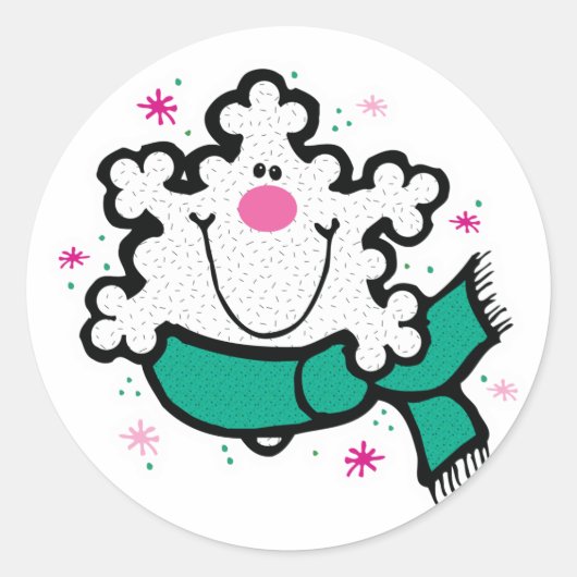 gelukkig sneeuwvlok ronde sticker (Voorkant)