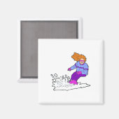 Gelukkig Snowboarden Gal Magneet (Voorkant / Achterkant)