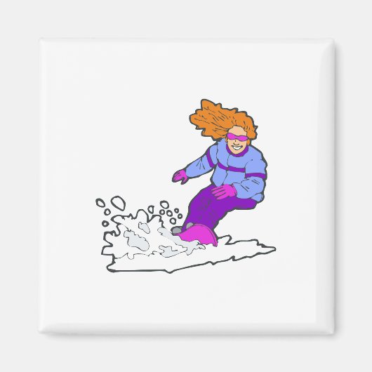 Gelukkig Snowboarden Gal Magneet (Voorkant)