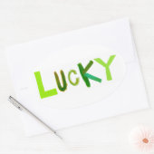 Gelukkig speciale groene Ierse leuke unieke woordk Ovale Sticker (Envelop)
