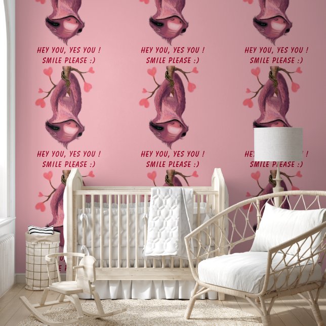 Gelukkig speelse luiaard aangepaste tekst grappig behang (Kinderen)