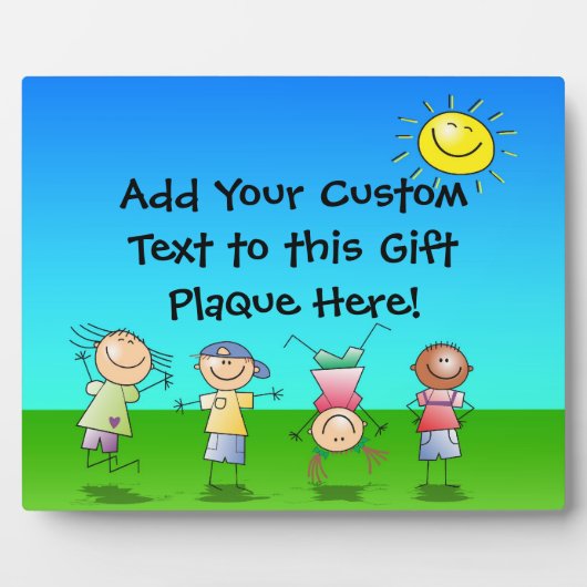 Gelukkig spelen kinderen in de zon, Kinder buitens Fotoplaat (Voorkant)