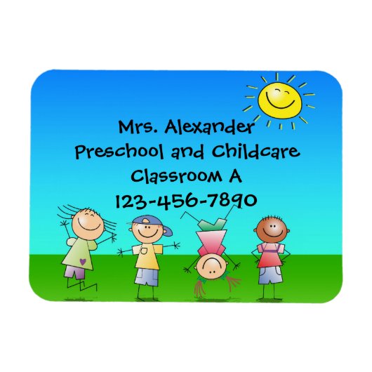 Gelukkig spelen kinderen in de zon, Kinder buitens Magneet (Horizontaal)