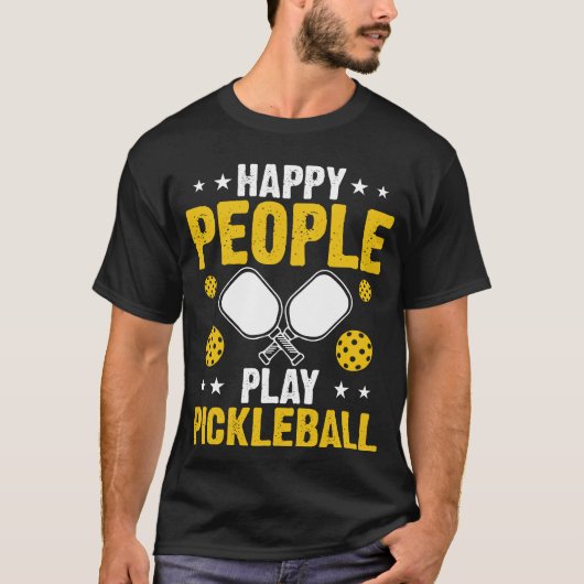 Gelukkig spelen mensen pickleball t-shirt (Voorkant)
