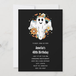 Gelukkig spook retro hippie vibe verjaardag kaart