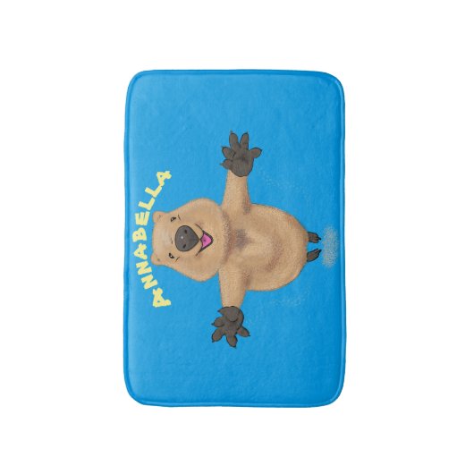 Gelukkig springend quokka cartoon design badmat (Voorkant Verticaal)