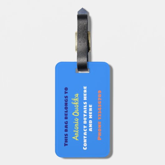 Gelukkig springend quokka cartoon design bagagelabel (Achterkant verticaal)