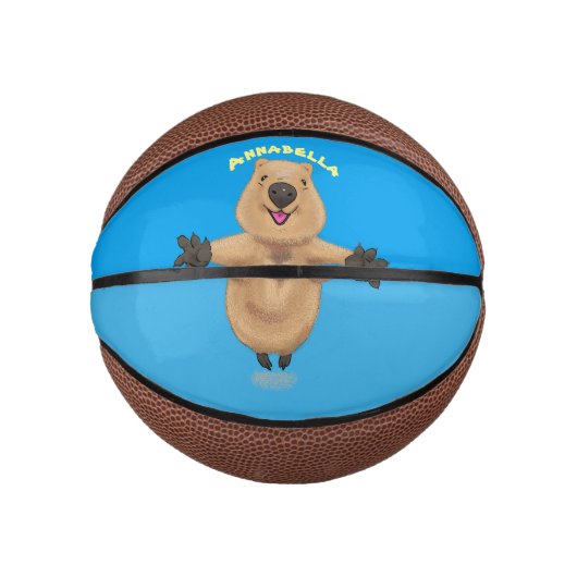 Gelukkig springend quokka cartoon design basketbal (Voorkant)