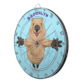 Gelukkig springend quokka cartoon design dartbord (Voorkant Rechts)