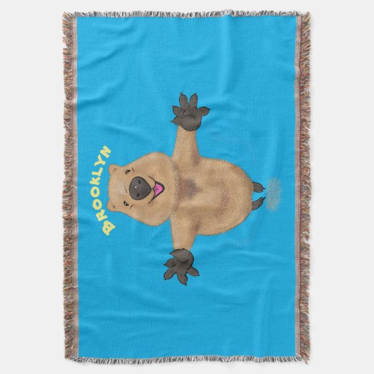 Gelukkig springend quokka cartoon design deken (Voorkant Verticaal)