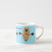 Gelukkig springend quokka cartoon design espresso kop (Rechts)