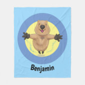 Gelukkig springend quokka cartoon design fleece deken (Voorkant)