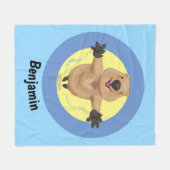 Gelukkig springend quokka cartoon design fleece deken (Voorkant (Horizontaal))
