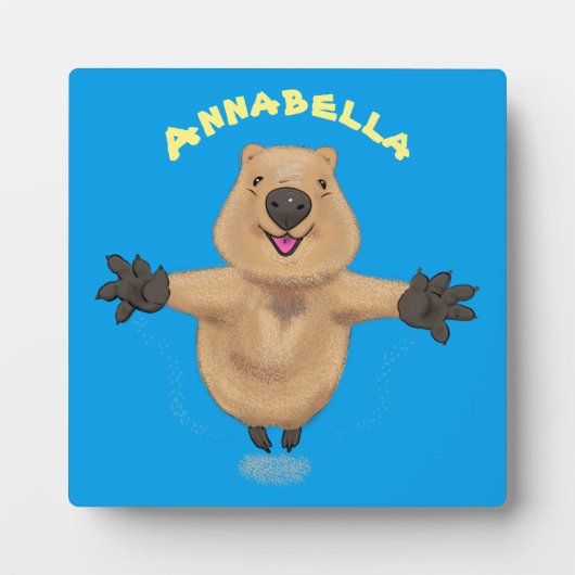 Gelukkig springend quokka cartoon design fotoplaat (Voorkant)