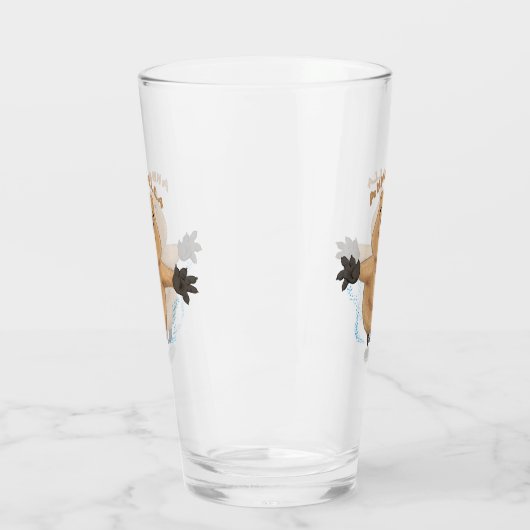 Gelukkig springend quokka cartoon design glas (Links)