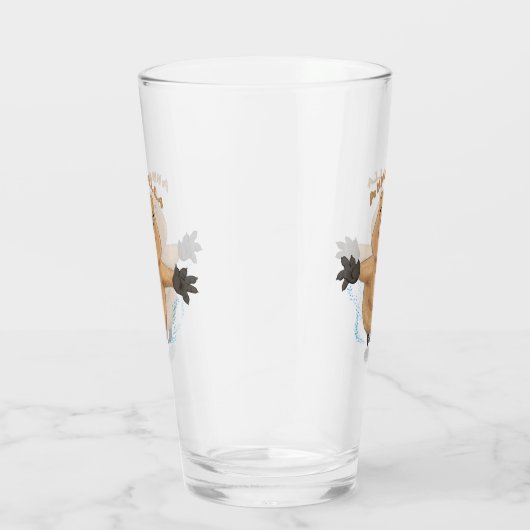 Gelukkig springend quokka cartoon design glas (Rechts)