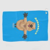 Gelukkig springend quokka cartoon design golfhanddoek (Horizontaal)
