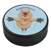 Gelukkig springend quokka cartoon design hockey puck (3/4)