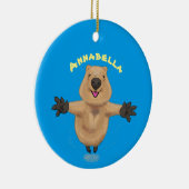 Gelukkig springend quokka cartoon design keramisch ornament (Rechts)