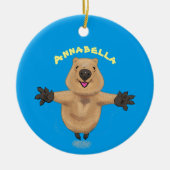 Gelukkig springend quokka cartoon design keramisch ornament (Voorkant)