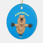 Gelukkig springend quokka cartoon design keramisch ornament (Links)