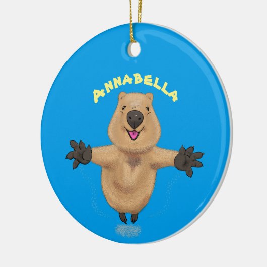 Gelukkig springend quokka cartoon design keramisch ornament (Links)